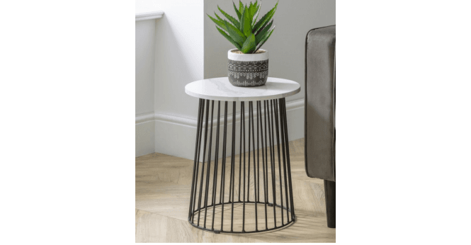 Julian Bowen Broadway Round Lamp Table - White Marble