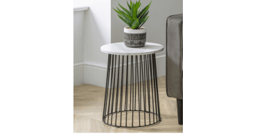 Broadway Round Lamp Table - White Marble