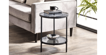 Chicago Circular Lamp Table With Shelf - Smoked Glass