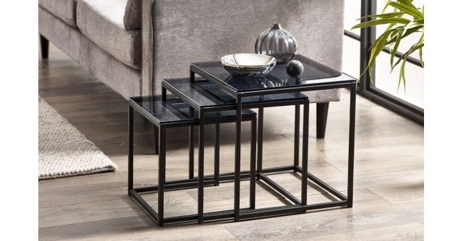 Julian Bowen Chicago Nest Of 3 Tables Smoked Glass