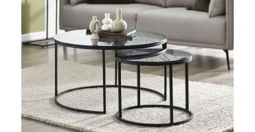 Chicago Round Nesting Coffee Tables Smoked Glass
