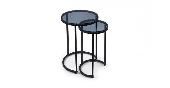 Julian Bowen Chicago Round Nesting Side Tables Smoked Glass