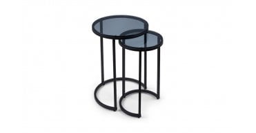 Chicago Round Nesting Side Tables Smoked Glass