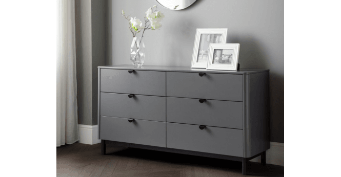 Julian Bowen Chloe Storm Grey 6 Drawer Wide Chest