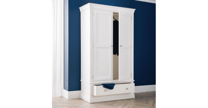 Julian Bowen Clermont 2 Door 1 Drawer Wardrobe - Light Grey