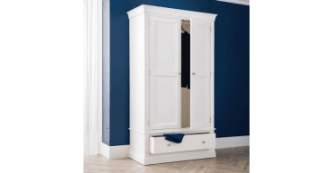 Clermont 2 Door 1 Drawer Wardrobe - Light Grey