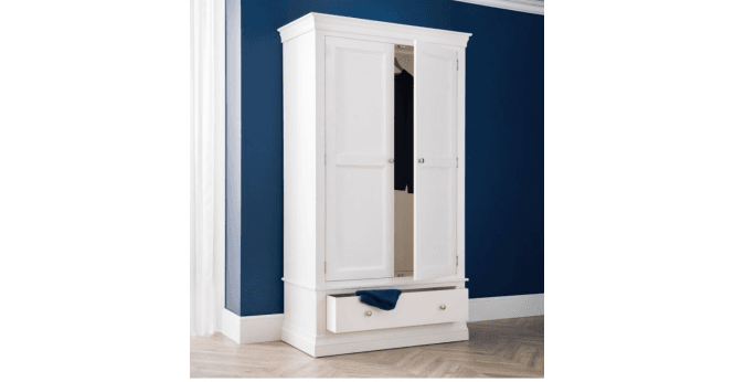 Julian Bowen Clermont 2 Door 1 Drawer Wardrobe - Surf White