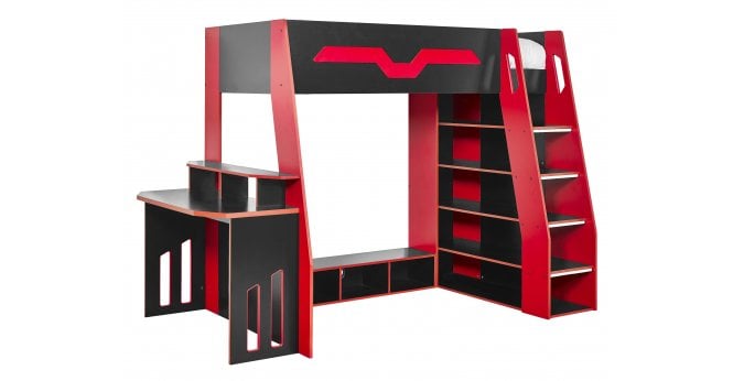 Julian Bowen Eagle Single 90cm Gaming Highsleeper - Black and Red