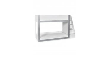 Gaia 90cm Single Bunk Bed - White and Silver