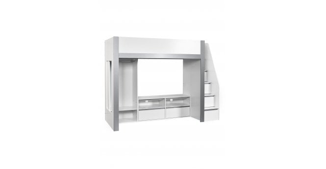 Julian Bowen Gaia 90cm Single Highsleeper TV Bed - White and Silver