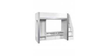 Gaia 90cm Single Highsleeper TV Bed - White and Silver