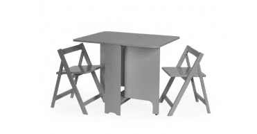 Gatan Small Gateleg Table With 2 Chairs - Grey