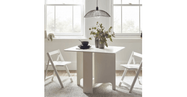 Gatan Small Gateleg Table With 2 Chairs - White