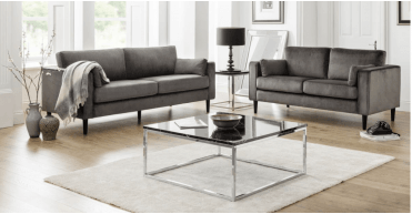Hayward Velvet Grand 3 Seater Sofa - Grey