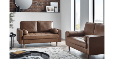 Henley 2 Seater Sofa Brown Faux Leather