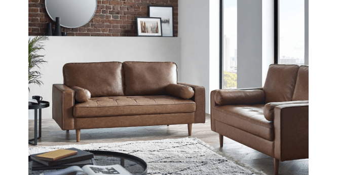 Julian Bowen Henley 3 Seater Sofa  Brown Faux Leather
