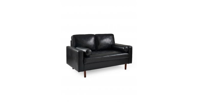 Julian Bowen Henley Black Faux Leather 2 Seater Sofa
