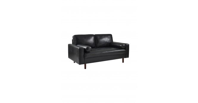 Julian Bowen Henley Black Faux Leather 3 Seater Sofa