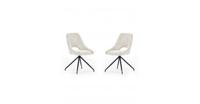 Julian Bowen Jonah Set of 2 Cream Chenille Upholstered Dining Chairs