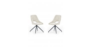 Jonah Set of 2 Cream Chenille Upholstered Dining Chairs