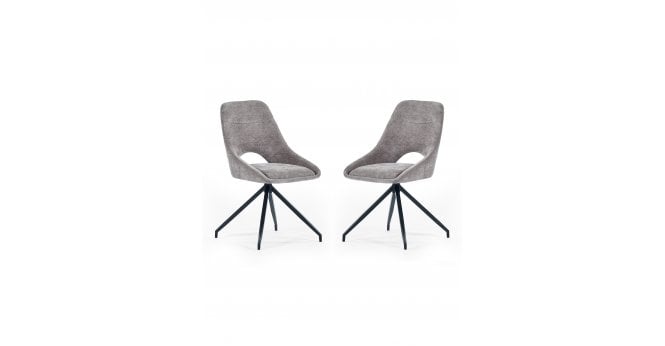Julian Bowen Jonah Set of 2 Grey Chenille Upholstered Dining Chairs