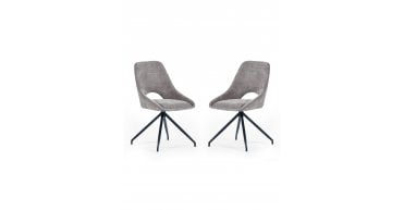 Jonah Set of 2 Grey Chenille Upholstered Dining Chairs