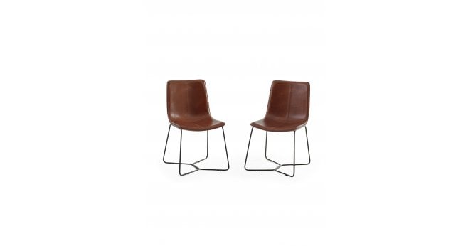 Julian Bowen Joren Set of 2 Tan Brown PU Leather Dining Chairs