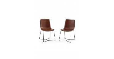 Joren Set of 2 Tan Brown PU Leather Dining Chairs