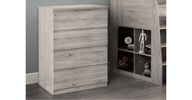 Julian Bowen Jupiter 4 Drawer Chest- Grey Oak