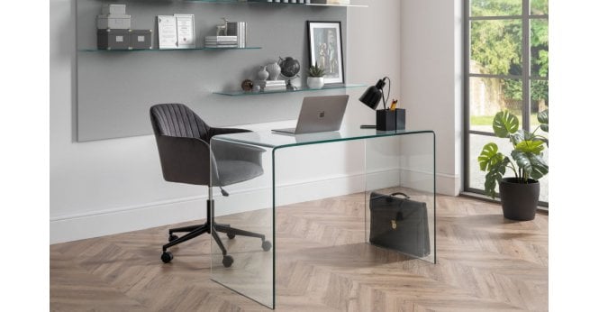 Julian Bowen Kahlo Velvet Swivel Office Chair- Grey/Black
