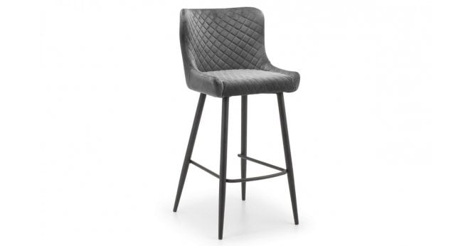 Julian Bowen Luxe Velvet Bar Stool - Grey