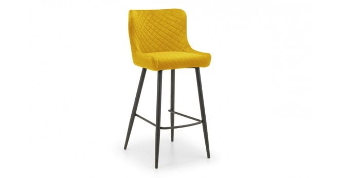 Julian Bowen Luxe Velvet Bar Stool - Mustard