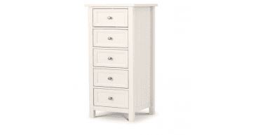 Maine 5 Drawer Tall Chest - Surf White