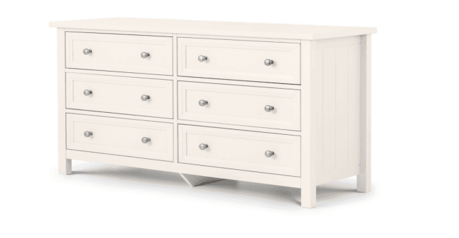Julian Bowen Maine 6 Drawer Wide Chest - Surf White