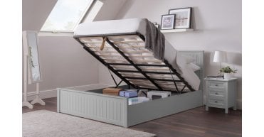 Maine Ottoman Storage 150cm King Bed - Dove Grey