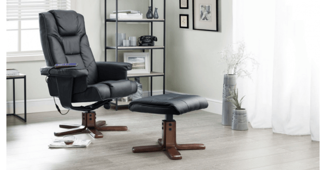 Julian Bowen Malmo Massage Recliner & Stool Black