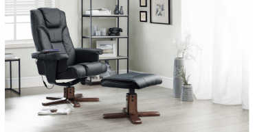Malmo Massage Recliner & Stool Black