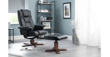 Malmo Swivel Recliner & Stool Black