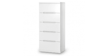 Manhattan 5 Drawer Narrow Chest - White