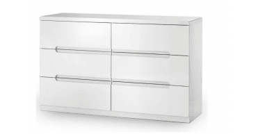 Manhattan 6 Drawer Wide Chest - White