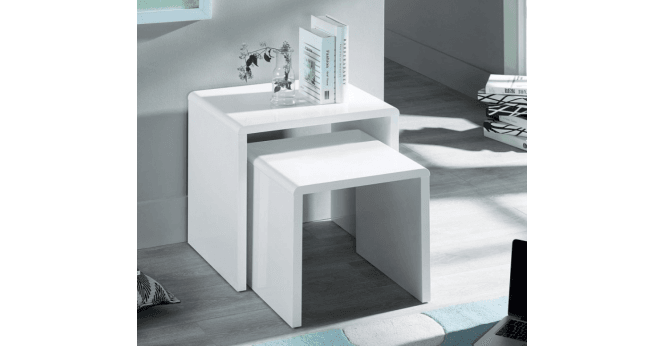 Julian Bowen Manhattan High Gloss White Nest Of 2 Tables