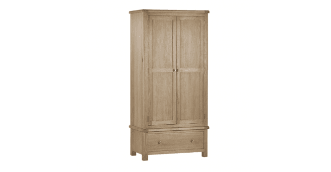 Julian Bowen Memphis Limed Oak 2 Door 1 Drawer Wardrobe