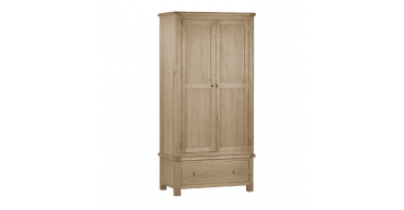 Memphis Limed Oak 2 Door 1 Drawer Wardrobe