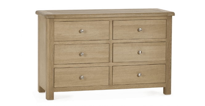 Julian Bowen Memphis Limed Oak 6 Drawer Wide Chest