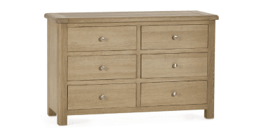 Memphis Limed Oak 6 Drawer Wide Chest