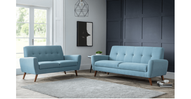 Julian Bowen Monza 2 Seater Compact Retro Sofa - Blue