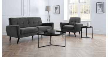 Monza 2 Seater Compact Retro Sofa - Grey