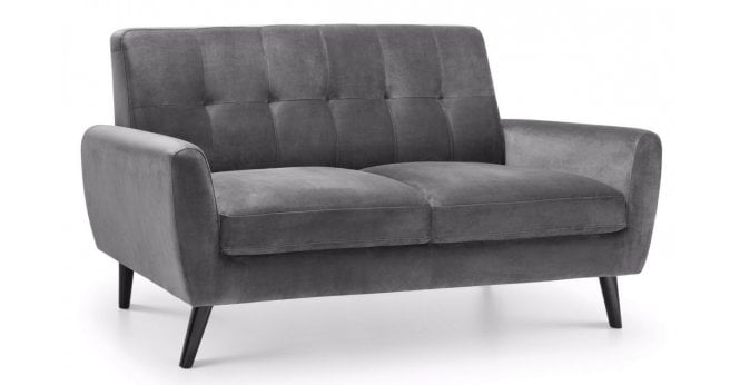Julian Bowen Monza 2 Seater In Dark Grey Velvet