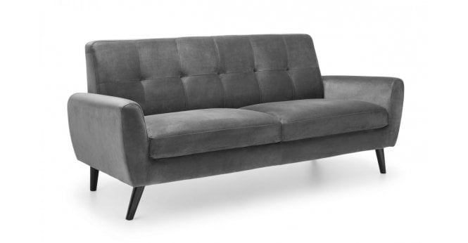 Julian Bowen Monza 3 Seater In Dark Grey Velvet