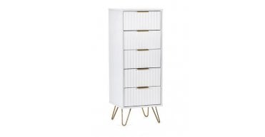 Murano 5 Drawer Tallboy - Matte White